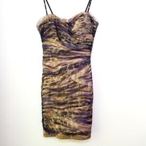 Love Tease multicolored ruched net strapless dress